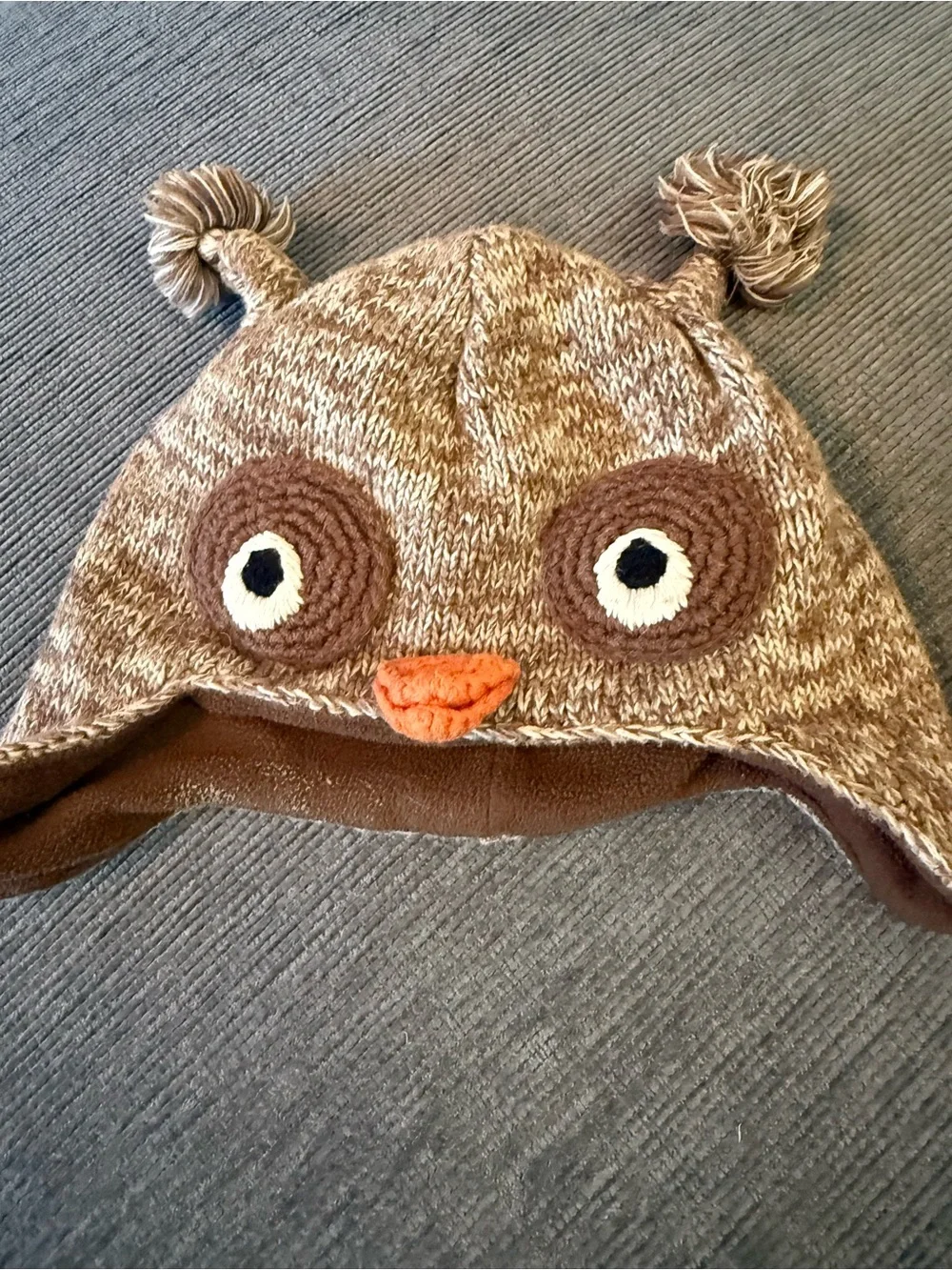 GAP Kids Brown Owl Knit Hat with Pom Poms
